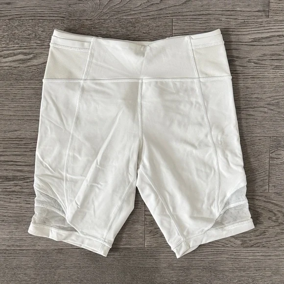 🌼LULULEMON🌼 Forget the Sweat White Mesh Panel Bike Shorts - Picture 2 of 9